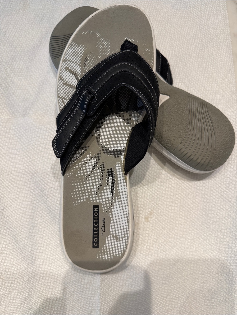 Clarks Black and Gray Woman’s Sandals - size 10